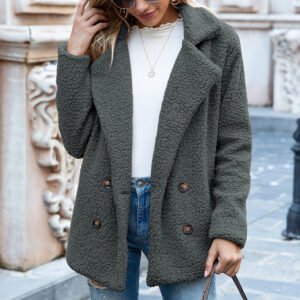 5102591382084.jpg Loose Lapel Fluffy Coat Winter Button Jacket Cardigan Outwear For Women Clothing