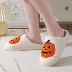 6a09ce03-523c-4b7e-be50-e1c0cae01cfa.jpg Halloween Pumpkin Cartoon Slippers Warm Winter Slippers Men And Women Couples Indoor House Shoes
