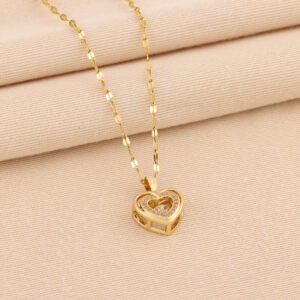 846cae2d-805b-4baf-a45b-4c9694c52171.jpg Double-layer Love Necklace With Rhinestones Titanium Steel Pendant Fashion Jewelry Woman Valentines Day Gift
