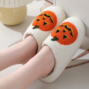 b06c906a-d04d-4e41-9ef2-7c743aef0f6e.jpg Halloween Pumpkin Cartoon Slippers Warm Winter Slippers Men And Women Couples Indoor House Shoes