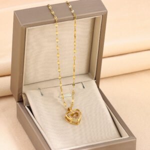 b936cddf-cbdf-450a-ba79-7da57dc0d005.jpg Double-layer Love Necklace With Rhinestones Titanium Steel Pendant Fashion Jewelry Woman Valentines Day Gift