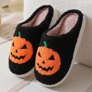 bad76107-bf20-4f63-9bde-706cb7ca2596.jpg Halloween Pumpkin Cartoon Slippers Warm Winter Slippers Men And Women Couples Indoor House Shoes
