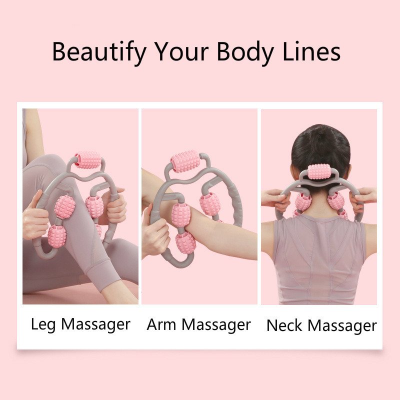U Shape Trigger Point Massage Roller Full Body Massage Tool Arm Leg Neck Muscle Massager 4 Wheels Fitness Device For Sports - Image 9