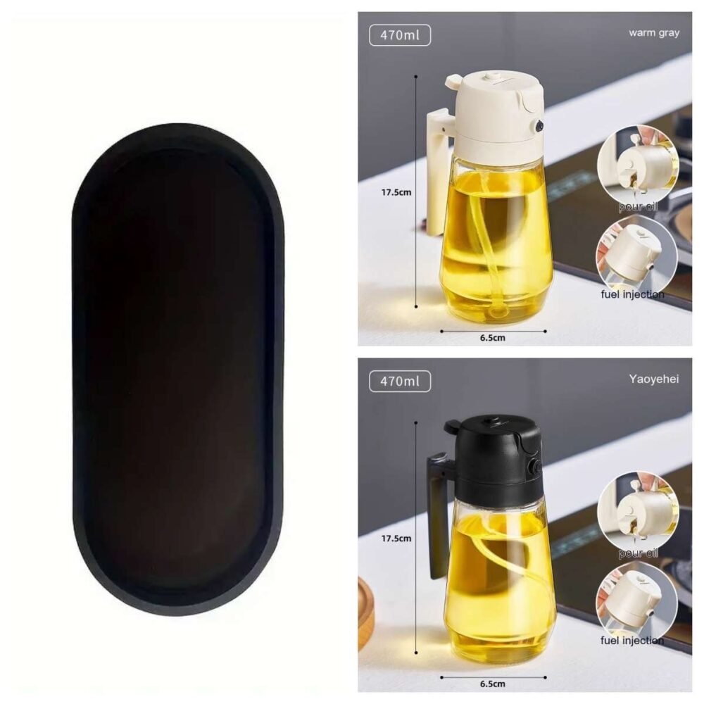 0049837d-eac0-4659-b8ef-9031ec6206bf.jpg 470ML Olive Oil Sprayer Dispenser For Cooking BBQ 2 In 1 Glass Oil Vinegar Soy Sauce Spray Kitchen Oil Bottle For Air Fryer