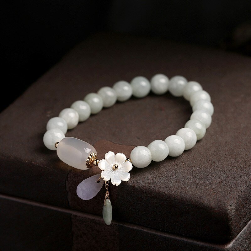 263383150334.jpg Shell flower jade water drop bracelet