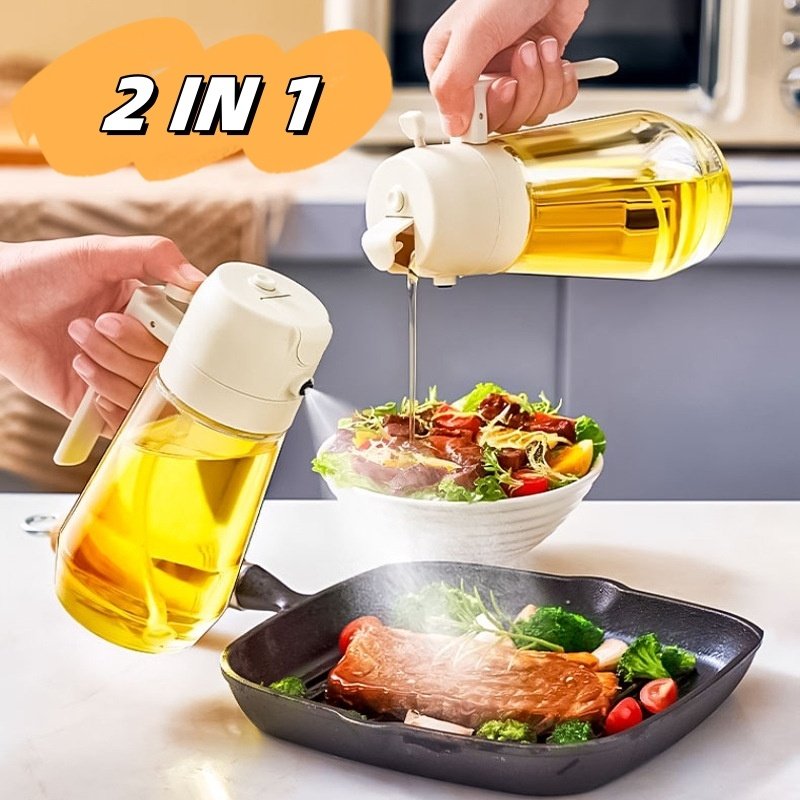 44efd217-ee50-49da-9751-b5b8b312d2bc.jpg 470ML Olive Oil Sprayer Dispenser For Cooking BBQ 2 In 1 Glass Oil Vinegar Soy Sauce Spray Kitchen Oil Bottle For Air Fryer